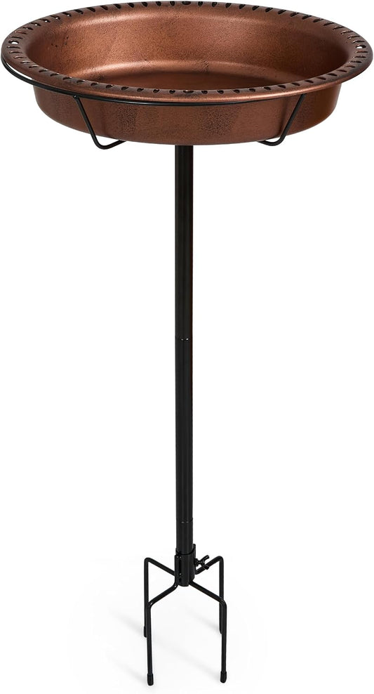 Backyard Expressions Bird Baths for Outdoors, 34" Metal Stake Bird Bath