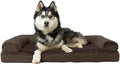 Furhaven Cooling Gel Dog Bed for Large Dogs w/ Removable Bolsters & Washable Cover, For Dogs Up to 95 lbs - Plush & Sued