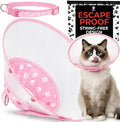 Cat Cone Collar After Surgery to Stop Licking, Escape-Proof, Pink Medium