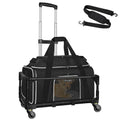 Petskd Top-Expandable Small Pet Carrier with Wheels(18" L x 11" W x 11" H), Delta/American/United Airlines Approved, Rolling Pet Carrier for Small Dogs & Cats (Black)