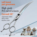 Professional Left Handed Curved Dog Grooming Scissors for Lefty Groomers 35° Arc Grooming Shears for Dogs Pet Cat Japane