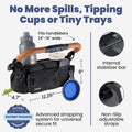 Dog Stroller Caddy Organizer with 2 Insulated Cup Holders & Treat Pocket