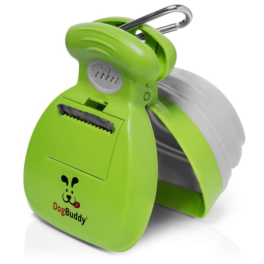 DogBuddy Pooper Scooper, Portable Dog Pooper Scooper, Poop Scooper for Small and Large Dogs, Pooper Scooper With Bag Attachment, Leash Clip and Dog Waste Bags Included (Medium, Kiwi)