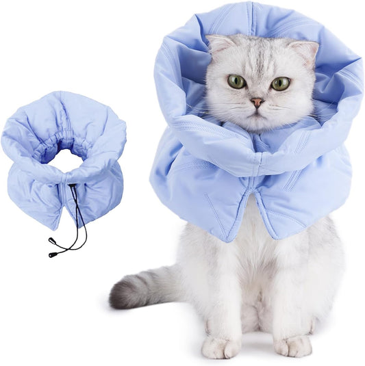 Adjustable Cat Recovery Cone Collar, Lightweight Soft Cat E-Collar Alternative After Spay, Waterproof Comfy Collars to S