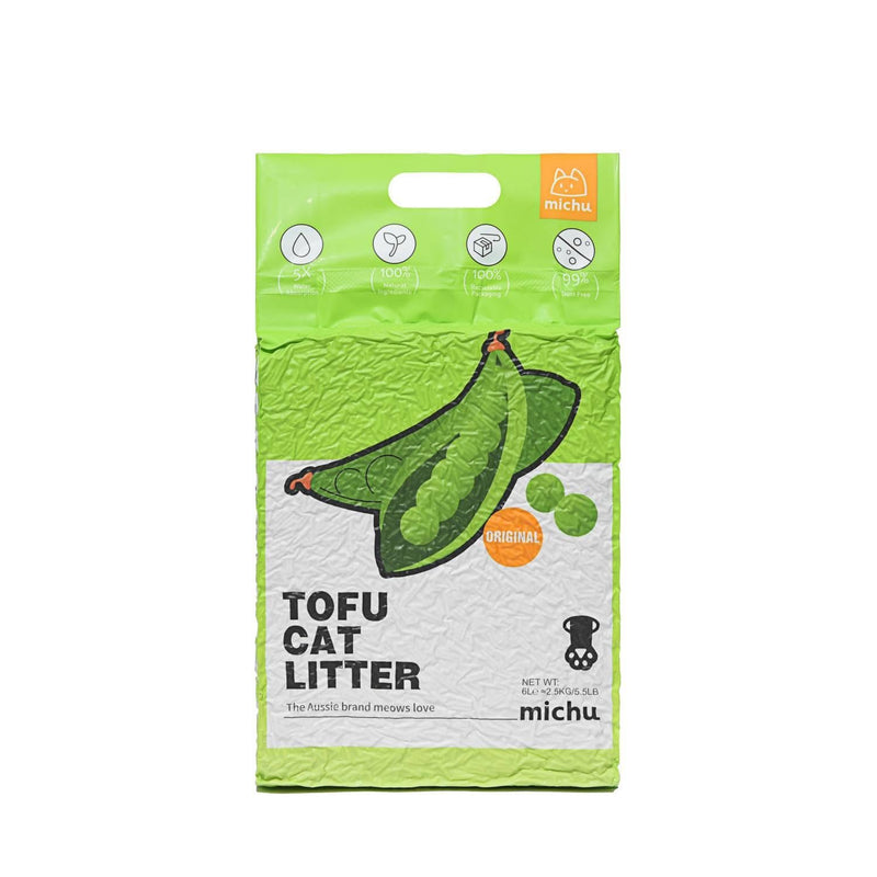 Michu Tofu Cat Litter Natural Clumping Tofu Cat Litter, Fast Clumping and Easily Scoop-able 5.5lb/88oz 5 Scents - Original, 2 Pack