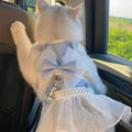 Bowknot Cat Harness Leash Princess Cat Dress Costumes, Kittten Dress Puppy Harness, Dog Traction Rope Chest Strap(Pink)