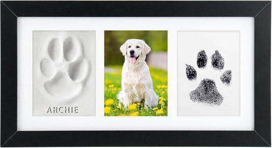 Paw Print Frame Kit, Dog Memorial Gifts for Loss of Dog with No Toxic Clay & No Mess Ink Pad, Pet Paw Print Impression K