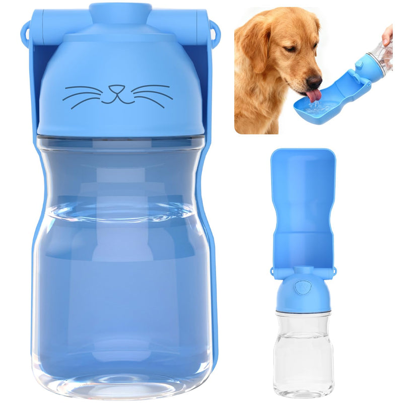 Dog Water Bottle, Portable Leak-Proof Water Dispenser with Drinking Bowl for Dogs and Cats, Travel Puppy Fountain Pet Water Bottle for Hiking Walking Outdoor (A012B-blue)