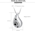 Yinplsmemory Pet Paw Print Teardrop Urn Necklace for Ashes for Dog/Cat Ashes Keepsake Memorial Pet Cremation Jewelry
