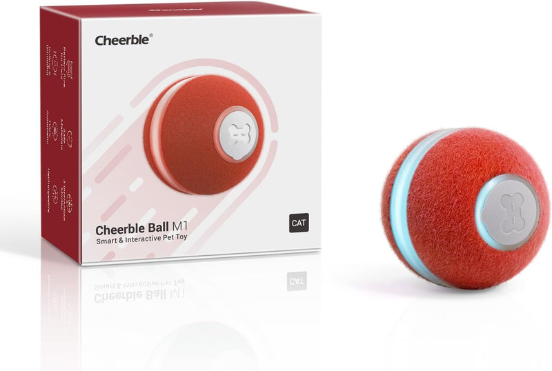 Cheerble Interactive Cat Ball Toy, Automatic Moving Ball Toy for Indoor Cat Kitten, Electric Pet Toy Fun Gift with Light