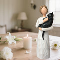 FRUMOASA Cat Memorial Gifts, 6 Inch Loss of Cat Sympathy Gifts, Pet Cat Bereavement Gifts, Hand-Painted Cat Angel Figurine Statue in Memory of Passed Away Black Cat