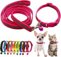 Hot Pink XXS Puppy Dog Collar with Bell Leash Set Reflective Cat Collars XS