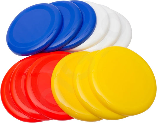 Fun Central High-Flying Excitement: 12 Pack, 10 Inch Assorted Color Flying Discs (Blue, Red, White, Yellow) - Perfect Ba