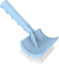 LBMBAIC Slicker Brush for Poodles and Goldendoodles - Curved Brush for Thick, Fluffy, Shedding Fur on Dogs and Cats - Soft, Gentle Pins for Grooming (Blue)