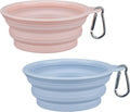 2-Pack Portable Dog Water Bowl for Travel,12OZ Food-Grade Silicone Collapsible Pet Feeding Bowl with Detachable Hook BPA Free, Leak-Proof for Small Medium Dog Cat Hiking Camping Walking and Car Rides