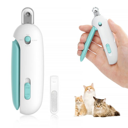 Petgravity Cat Nail Clipper, Adjustable 3-Size Trimming Hole with Hidden Nail File Anti-Splash Claw Trimmer, Safe Nail Clipping Grooming Tool Claw Clipper for Cats Kitten
