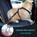 SlowTon Dog Seat Belt for Car, 2 Pack Dog Car Harness Seatbelt Adjustable with Elastic Bungee Buffer, 2 in 1 Pet Car Leash Headrest Restraint Dog Reflective Safety Tether (Black, Headrest+Clip)
