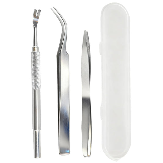 BVQWO Tick Removal Tool,Tick Remover for Dogs,Premium Tick Twister Stainless Steel 3 PCS -Tick Tweezers/Tick Fork/Handy Tin with Case -Safe for Human & Pets (Silver)