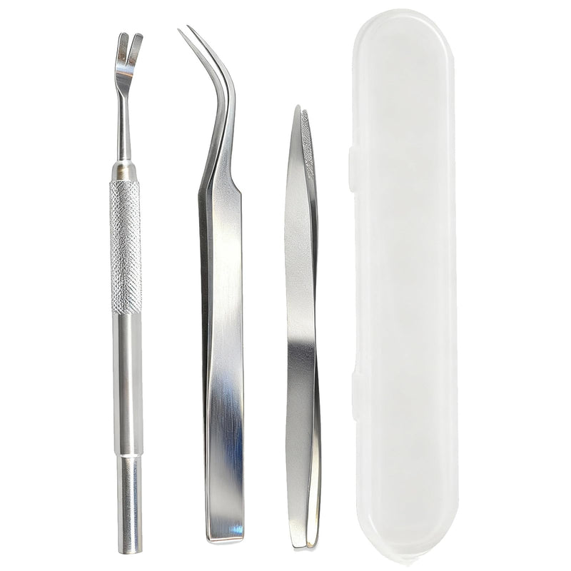 BVQWO Tick Removal Tool,Tick Remover for Dogs,Premium Tick Twister Stainless Steel 3 PCS -Tick Tweezers/Tick Fork/Handy Tin with Case -Safe for Human & Pets (Silver)