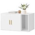 Feandrea Cat Litter Box Enclosure, Modern Hidden Litter Box Furniture, Front Entry, Double Doors, Indoor Pet House, Living Room Side End Table, 31.5 x 19.7 x 17.7 Inches, Cloud White UPCL020WB01S