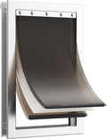 3-Flaps Extreme Weather Dog Door for Exterior Door, Aluminum Frame and Telescoping Tunnel with Sliding Lock Panel,Suitab