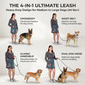 Tails & Tales Hands Free Dog Leash for Walking Running Training, Adjustable Lead Up to 9.8ft, Dogs Up to 125lbs, Crossbody, Dual Handle, Multifunctional, Double Attachment for 2 Dogs (Tapestry Blue)