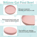 Apatal Silicone Dog Bowl Shallow Cat Food Bowls 7" Wide Puppy Plates Whisker Fatigue Pet Feeding Dishes Set of 2 for Dry Food and Wet Food Indoor (Round Pink)