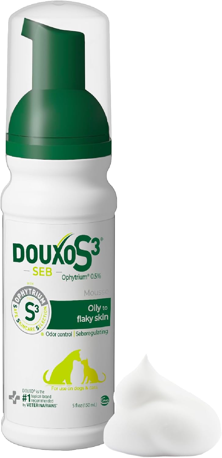 Douxo S3 SEB Dog Seboregulating Mousse, 0.5% Ophytrium, 5 fl oz