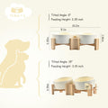 SPUNKYJUNKY 15° Slanted Ceramic Dog and Cat Bowl with Wooden Stand, Tilted Bulldog Food and Water Bowl No Slip Non-Spill