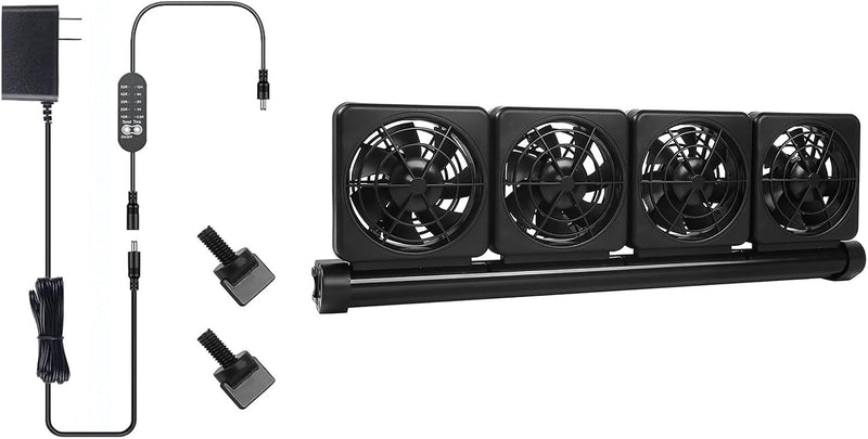 Aquarium Cooling Fan for Fish Tank, 5-Speed Aquarium Chiller Cooler with Timer, Adjustable Angle, Low Noise Cooling Syst