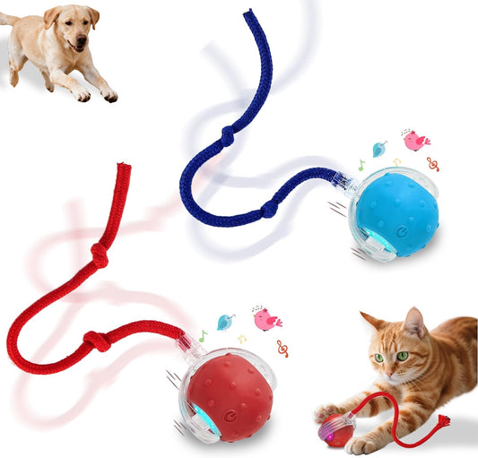 Interactive Cat Toys Smart Ball for Cats & Dogs! Now with 2 Rapid Tails. Features: 360°Auto-Rolling, Motion Activation& 