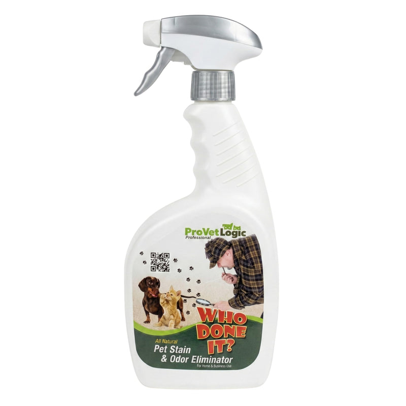 ProVetLogic Who Done It? - Pet Odor Eliminator for Home - Pet Stain Remover for Carpet, Couch, Bed - All Natural Cat & Dog Urine Enzyme Cleaner - Fresh Linen Scent - 32oz Spray Bottle