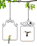PACETAP Hummingbird Swings and Perches Metal Frame 2 Pack, Wild Bird Swing Outdoor Bird Perch with Wooden Dowel and 2 Hanging Chain for Hanging Indoor, Outdoor, Trunk, Lawn, Patio, Garden (Black)
