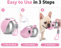 Portable Dog Water Bottle, 10 oz Stainless Steel Pet Travel Dispenser with Silicone Foldable Bowl, Leak Proof Tumbler, Dog Walking Accessories for Hiking and Small Pets (Pink)