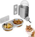 Magnetic Hamsters Feeding Set Freestanding Water Bottle Food Bowl for Glass Tanks, Suitable for Syrian Dwarf Hamsters Ge