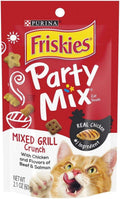 Friskies Party Mix Cat Treats Chicken Mixed Grill Crunch, Beef and Salmon, 2.1 Oz