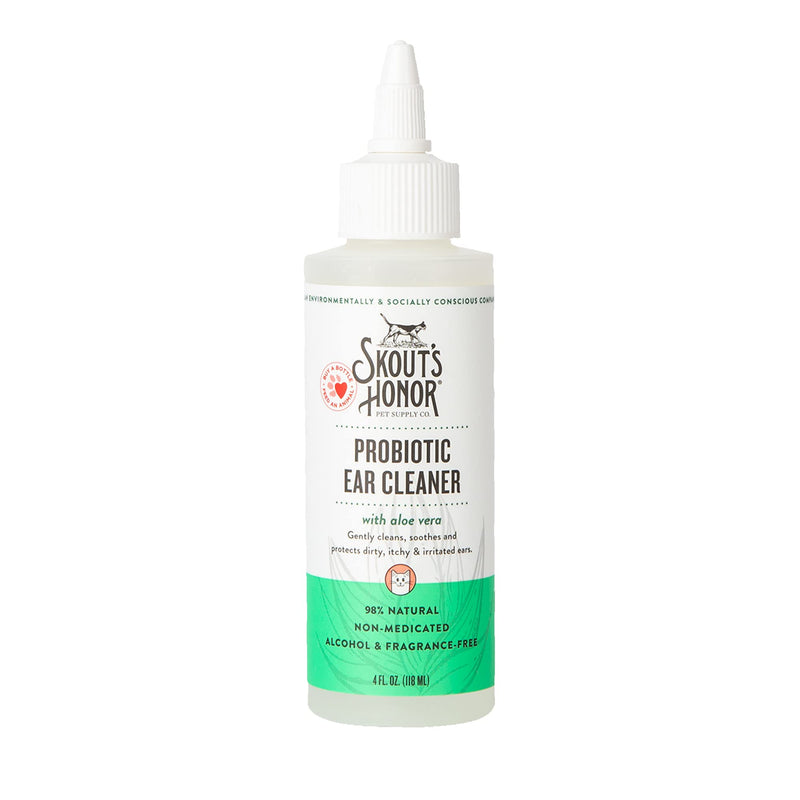 SKOUT'S HONOR Cat Ear Cleaner Solution with Aloe Vera - Alcohol-Free, Fragrance-Free, Non-Medicated Ear Wash for Cats, 4 oz.