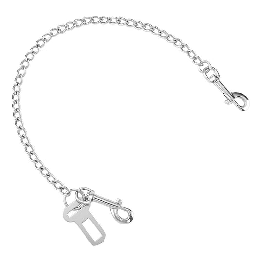 Mogoko Stainless Steel No chew Dog Car Seat Belt, Pet Vehicle Safety Restraint Cable, Heavy Duty Big Canine Dog Car Leash Strap with Double Clip and Latch Attachment-33 Inch