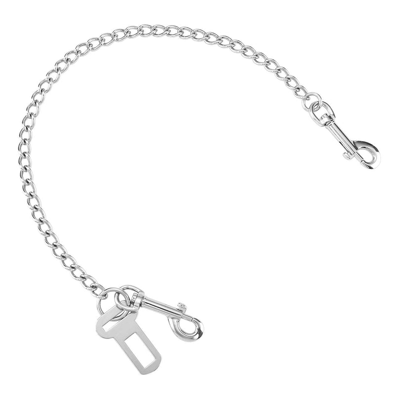 Mogoko Stainless Steel No chew Dog Car Seat Belt, Pet Vehicle Safety Restraint Cable, Heavy Duty Big Canine Dog Car Leash Strap with Double Clip and Latch Attachment-33 Inch