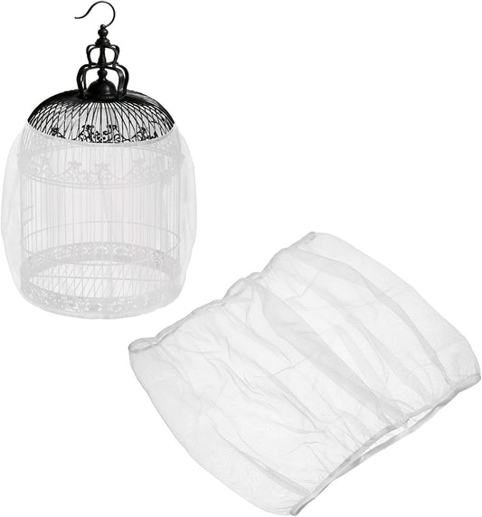 Bird Cage Seed Catcher, Bird Cage Net Cover Seeds Guard, Universal Birdcage Accessories, White, Circumference 31.5"-43.3