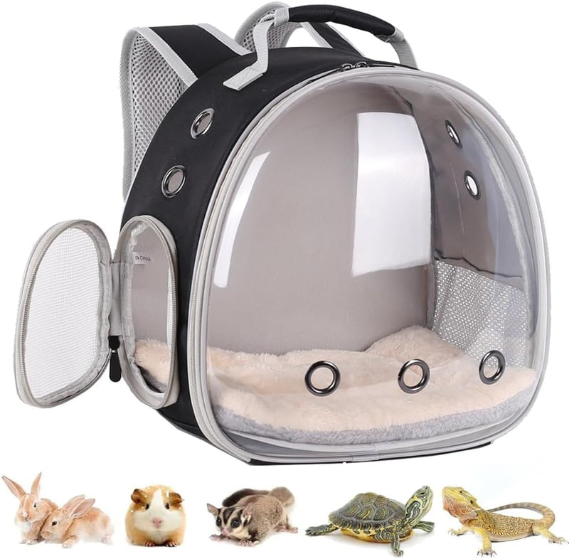 Portable Small Animal Backpack Travel Breathable Pet Carrier Bag Cages for Guinea Pig, Rabbit, Bearded Dragon, Squirrel,