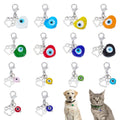 DELORIGIN 14pcs Heart Evil Eye Collar Pendants for Cat Dog Alloy Glazed Pet Collar Pendants Clip-on Dog Paw Pet Puppy Collar for Bag Keychain Jewelry Making Training Home Decor