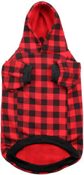Red Plaid Dog Hoodie Sweater for Dogs Pet Clothes with Hat and Pocket（XXL）