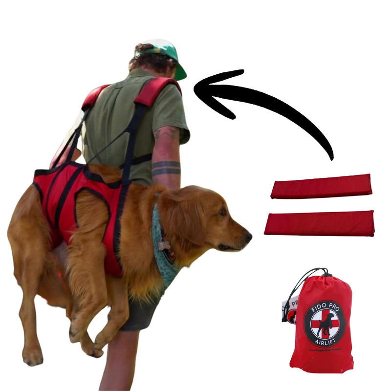 Fido Pro Airlift Original V2 Dog Carrier Sling | Light-Weight Dog Sling Now More Comfortable | for Injured, Sick, or Old Dogs | New Improved Shoulder Padding Now Included | X-Large (70–130 lbs)