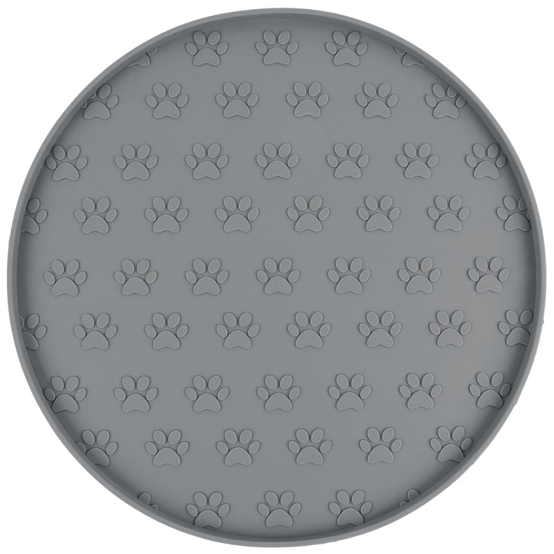 SUNLAND Silicone Dog Food Mat, Pet Feeding Mat for Food and Water, Waterproof Non-Slip Cat Feeding Bowl Mat with Raised Edge, Prevents Residue from Spilling onto The Floor Grey