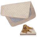 Paw Inspired Waterproof Fitted Cover for Dog Bed | Washable Bed Protector for Dog Mattress | Removable Replacement Cover for Large to XL Pet Bed (Beige, 44 x 35 x 6 Inch)