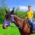 Weewooday 2 Pieces Horse Fly Masks for Horses Soft Fly Masks for Ears Smooth and Elasticity Mask with UV Protection(Trib