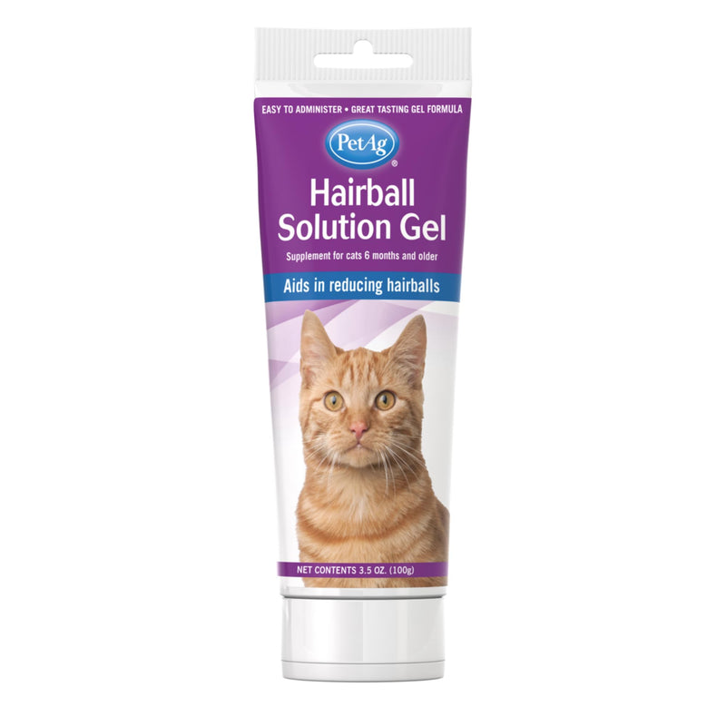 PetAg Hairball Solution Gel Supplement for Cats - 3.5 oz - Helps Prevent and Reduce Hairballs in Cats 6 Months and Older