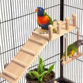 Wooden Bird Habitat Platform with Swing and Ladder - Sturdy Long Tailed Parrot cage Accessory, Suitable for Exercising and Entertaining Bird Games Gym - Perfect for Parrots, Canaries, Sparrows
