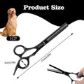 Professional Dog Grooming Scissors, 28 Teeth Thinning Shears, Black Titanium Stainless Steel, Safety Round Tip